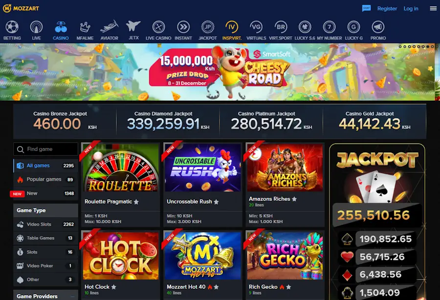 MozzartBet Casino Games Screenshot